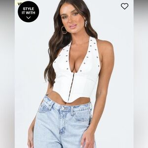 Princess Polly Palladia PU Jordy Corset Top White